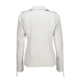 Womens Quilted Leather Jacket-White